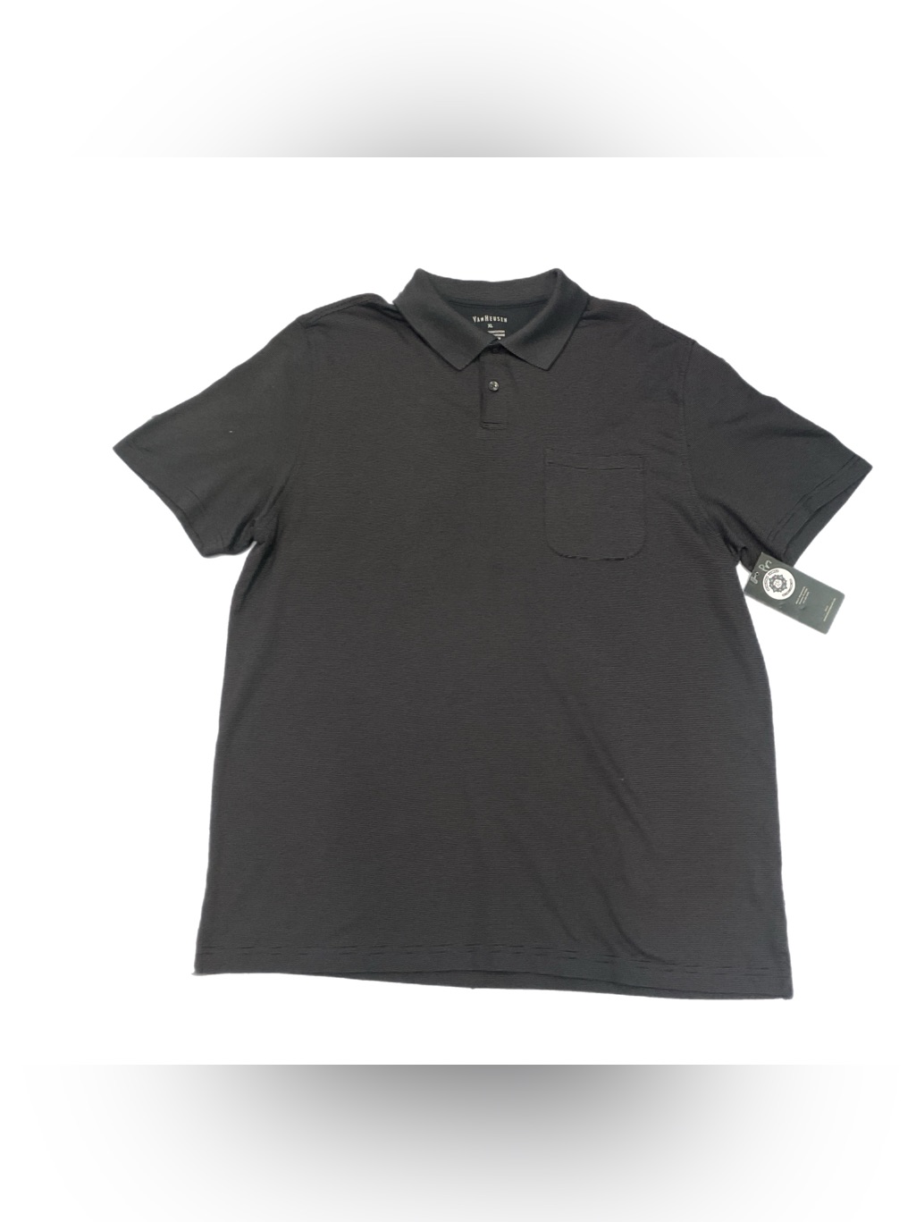 Van Heusen Black Textured Pocket Polo Shirt